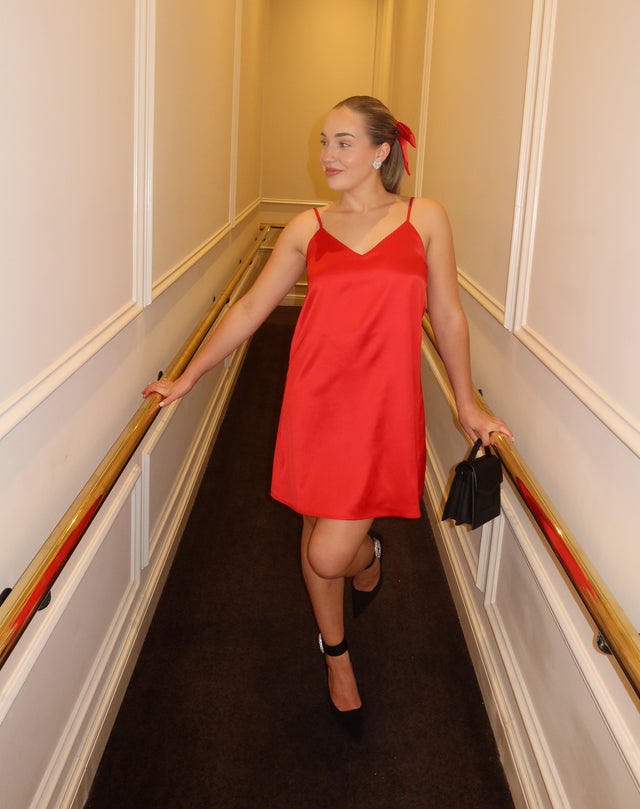 The 'Naomi' Satin Mini Slip Dress | Crimson