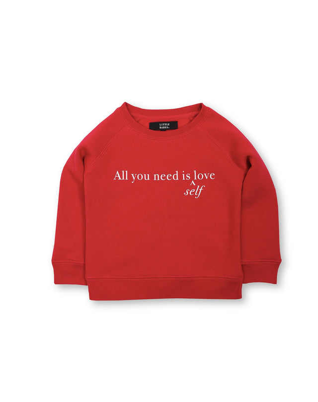 The "ALL YOU NEED" Little Babes Crew Neck Sweatshirt | Crimson
