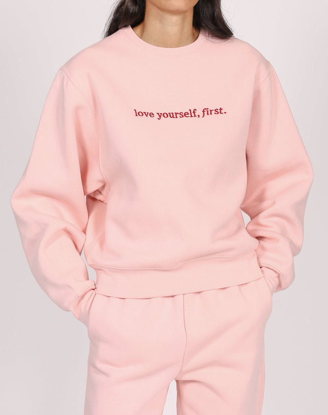 The "LOVE YOURSELF" Best Friend Crew Neck Sweatshirt | Cotton Candy