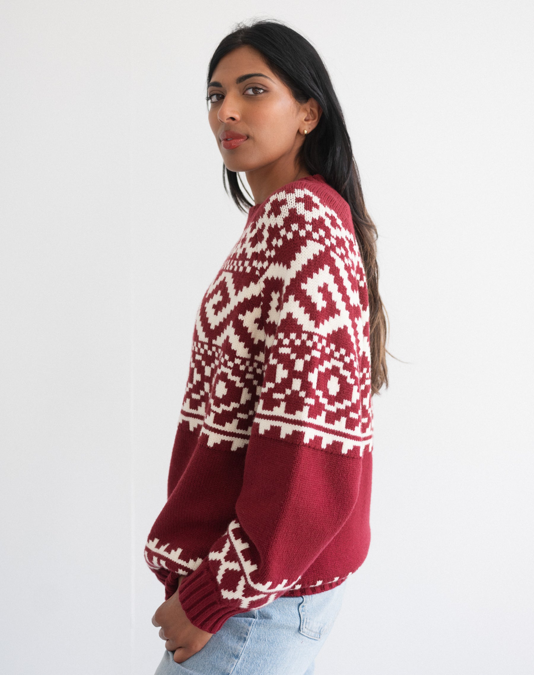 Fair Isle Sweater Burgundy