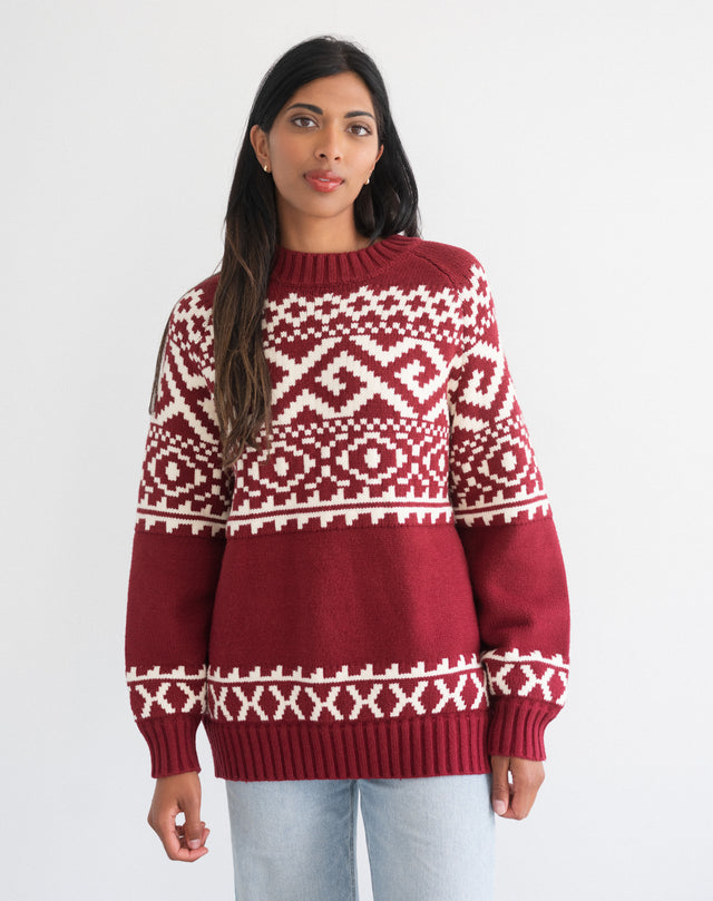 Fair Isle Sweater Burgundy