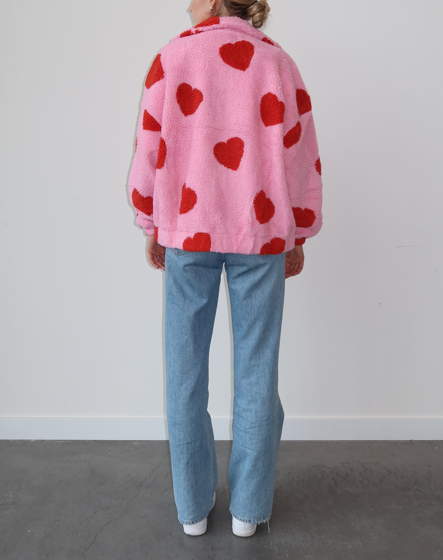 All Over Heart Sherpa | Baby Pink/Red