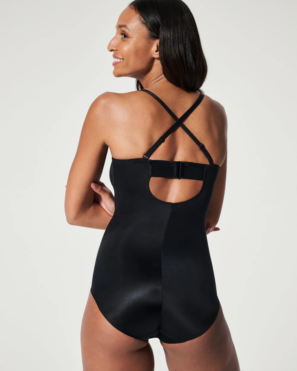 Suit Your Fancy Strapless Cupped Bodysuit Black