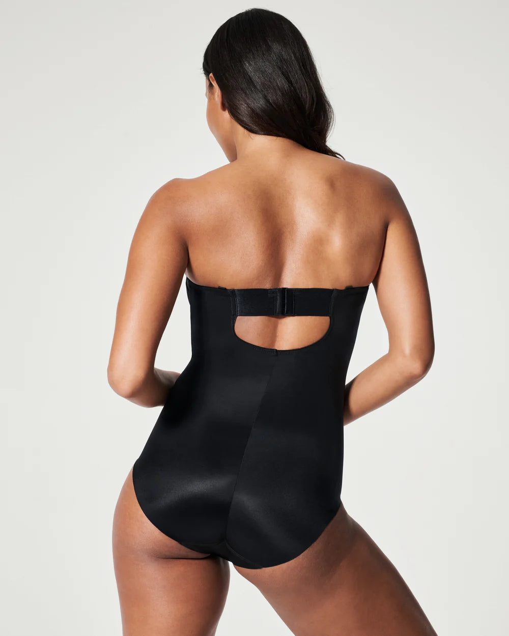 Suit Your Fancy Strapless Cupped Bodysuit Black