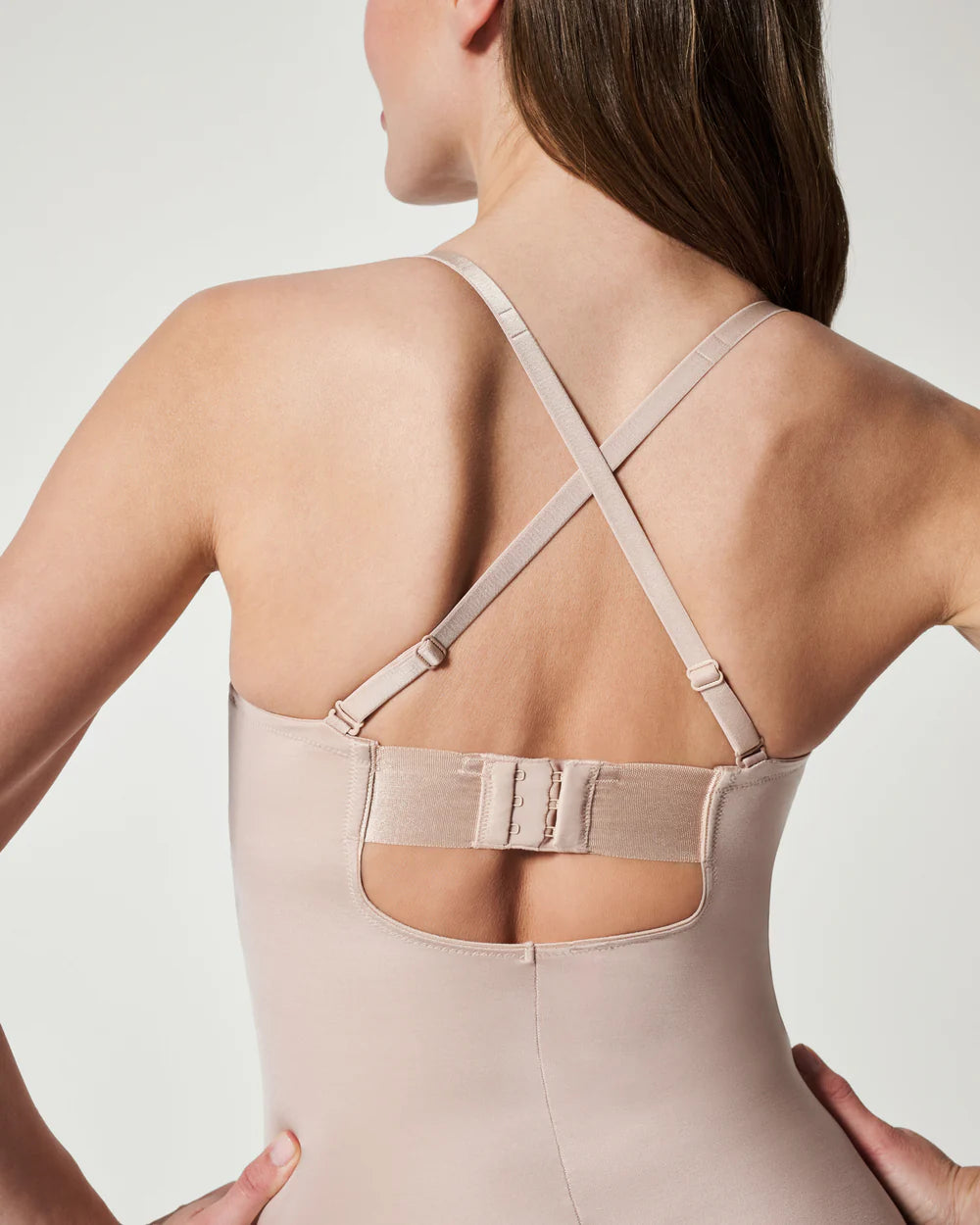 Suit Your Fancy Strapless Cupped Bodysuit Champagne Beige