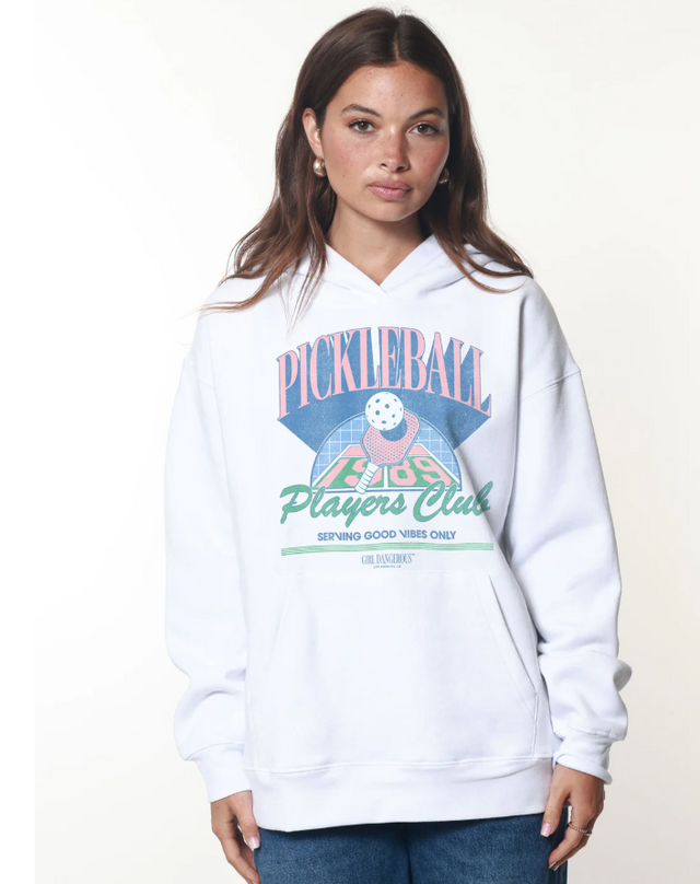 Pickleball Players Club White Oversized Hoodie