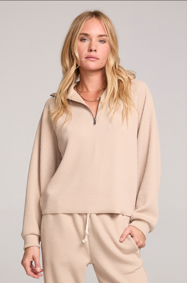 Half Zip Sand Raglan Pullover