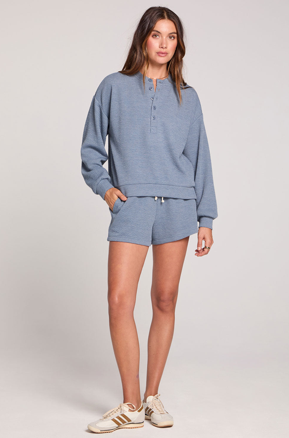 Pull On Worn Blue Shorts