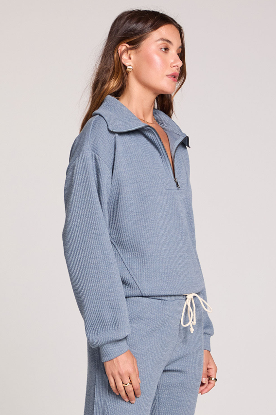 Half Zip Worn Blue Seam Pullover