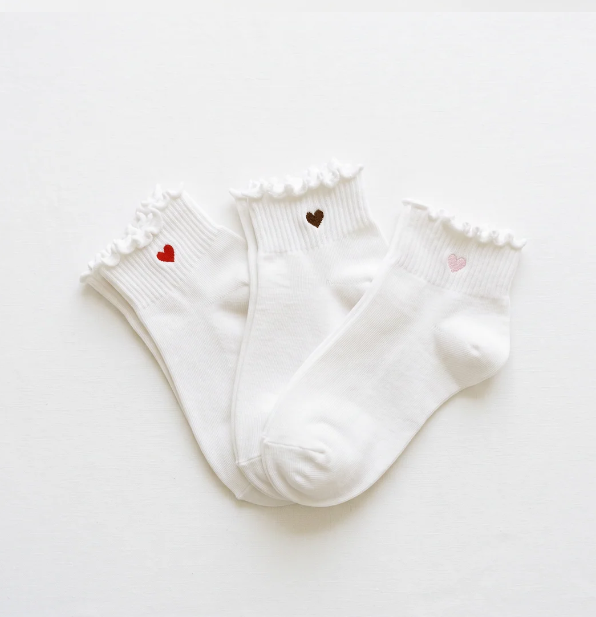 PRIV Sweetheart Socks 3 Pack Red, Espresso, PInk