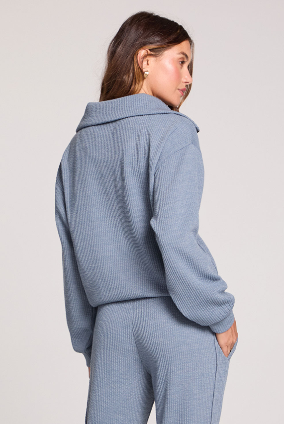 Half Zip Worn Blue Seam Pullover