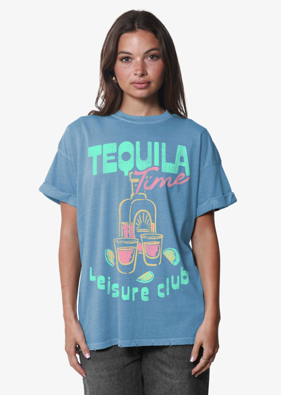 Tequila Time Denim Blue Boyfriend Tee