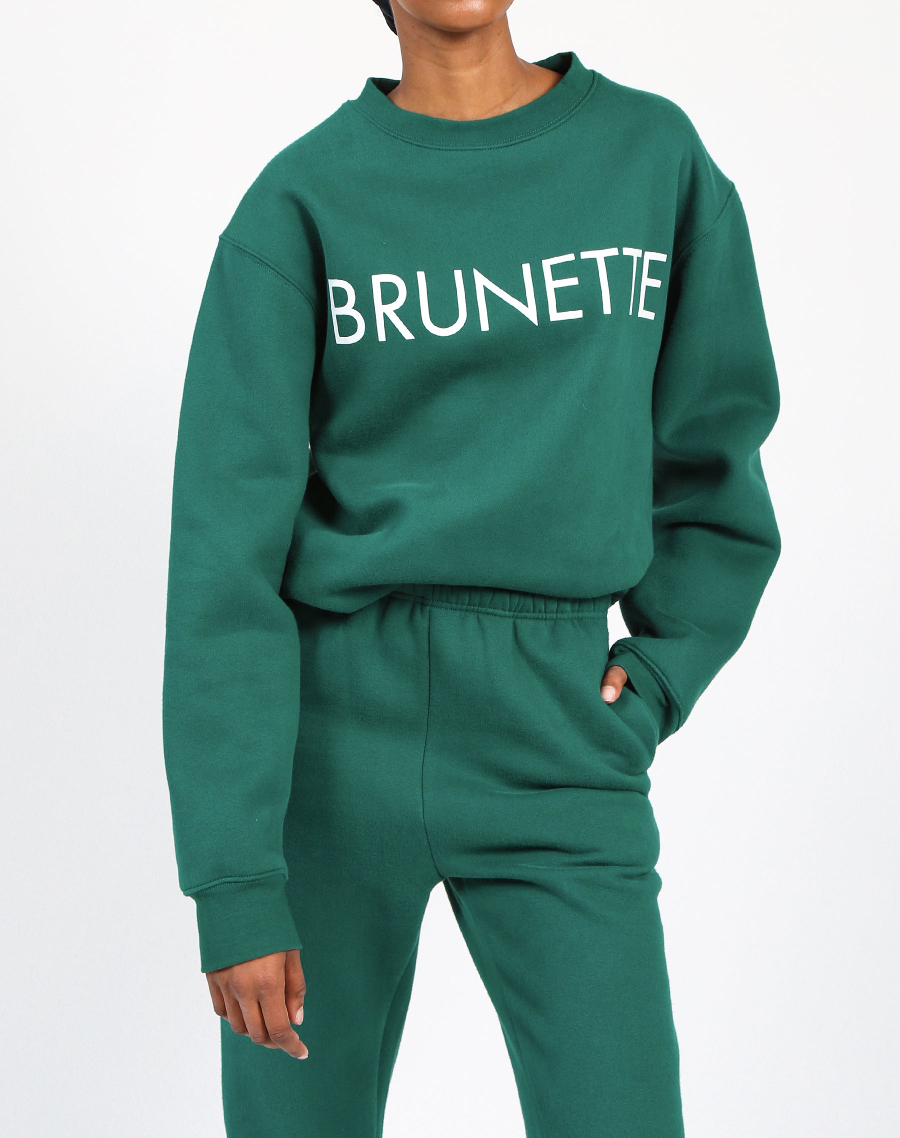 The "BRUNETTE" Classic Crew Neck Sweatshirt | Emerald