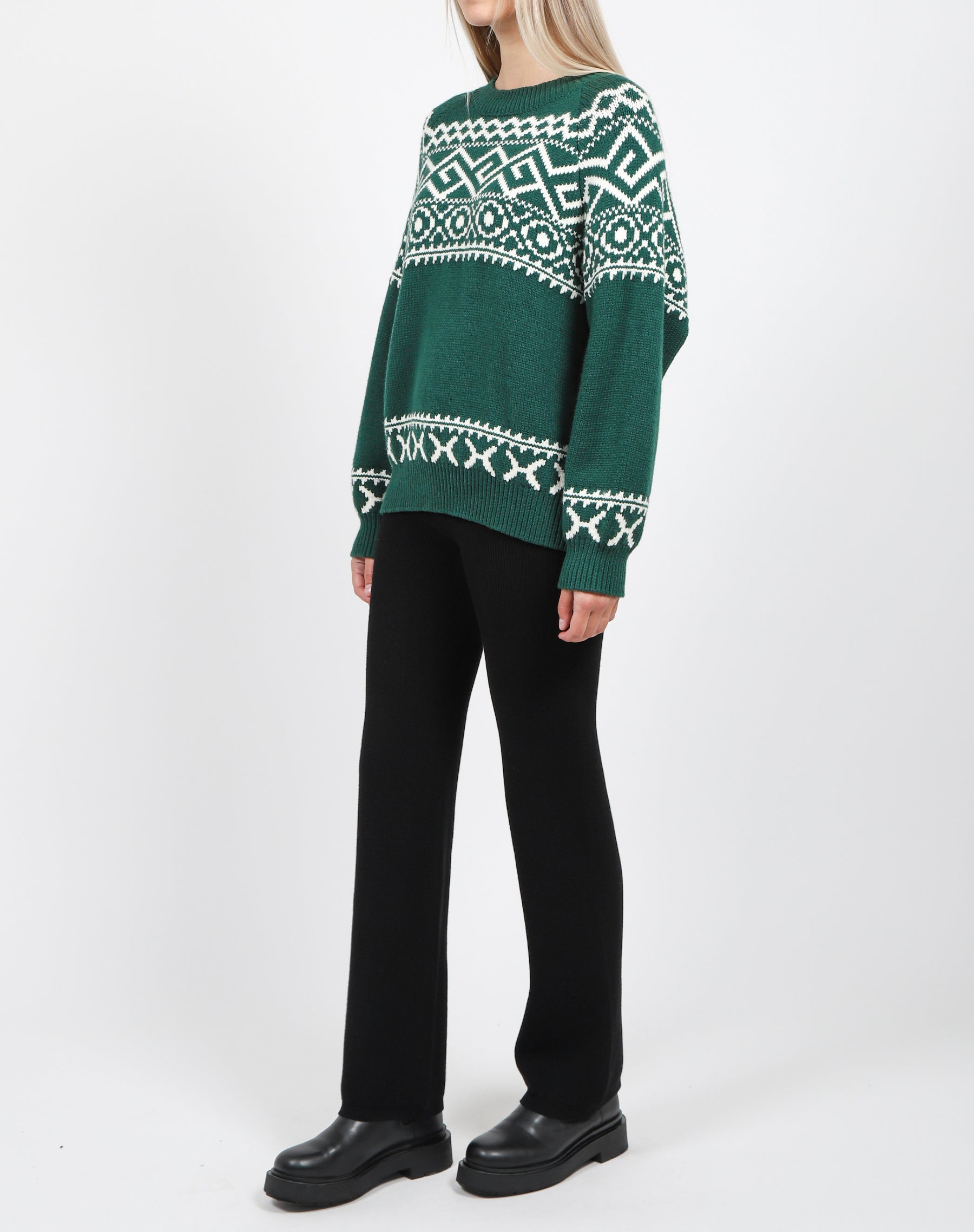 The Fair Isle Not Your Boyfriend's Knit | Emerald and Cream