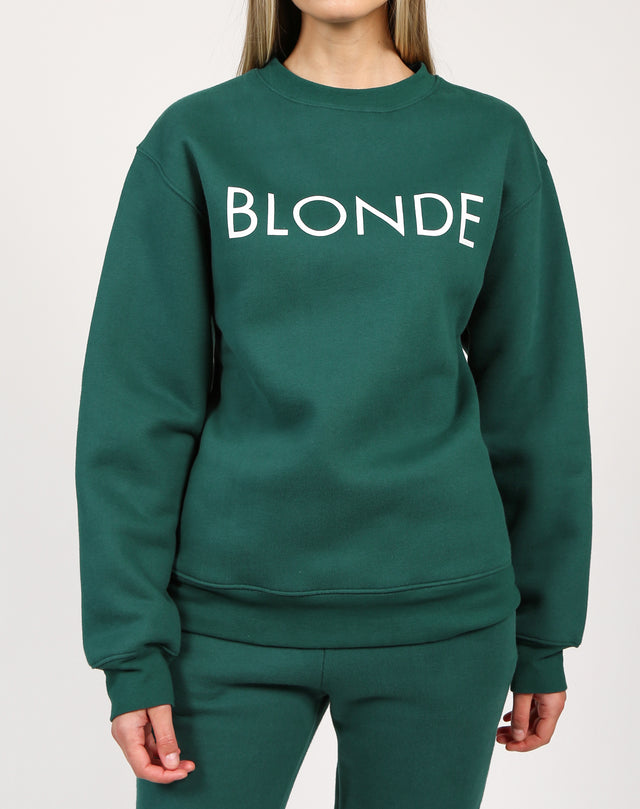 The "BLONDE" Classic Crew Neck Sweatshirt | Emerald