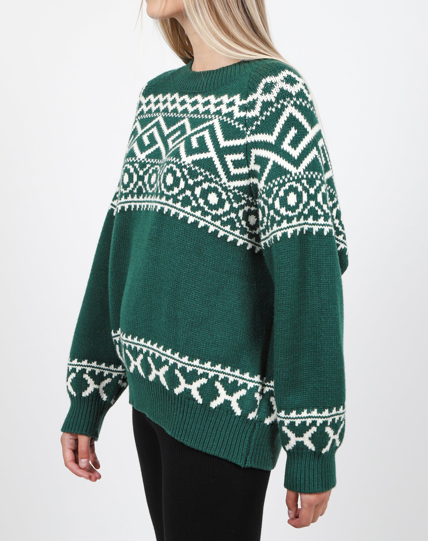 The Fair Isle Not Your Boyfriend's Knit | Emerald and Cream