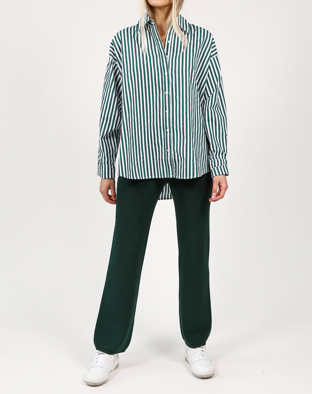 Striped Button Up Shirt | Emerald