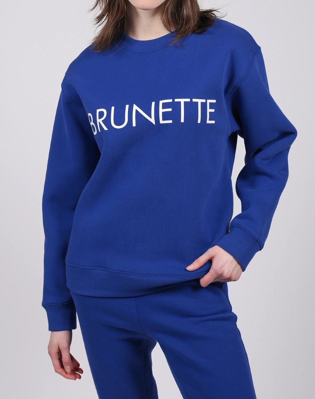 The "BRUNETTE” Classic Crew Neck Sweatshirt | Capri Blue