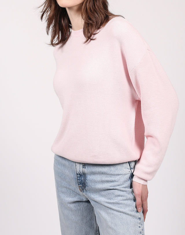 The Ribbed Knit Crew Neck Sweater | Pink