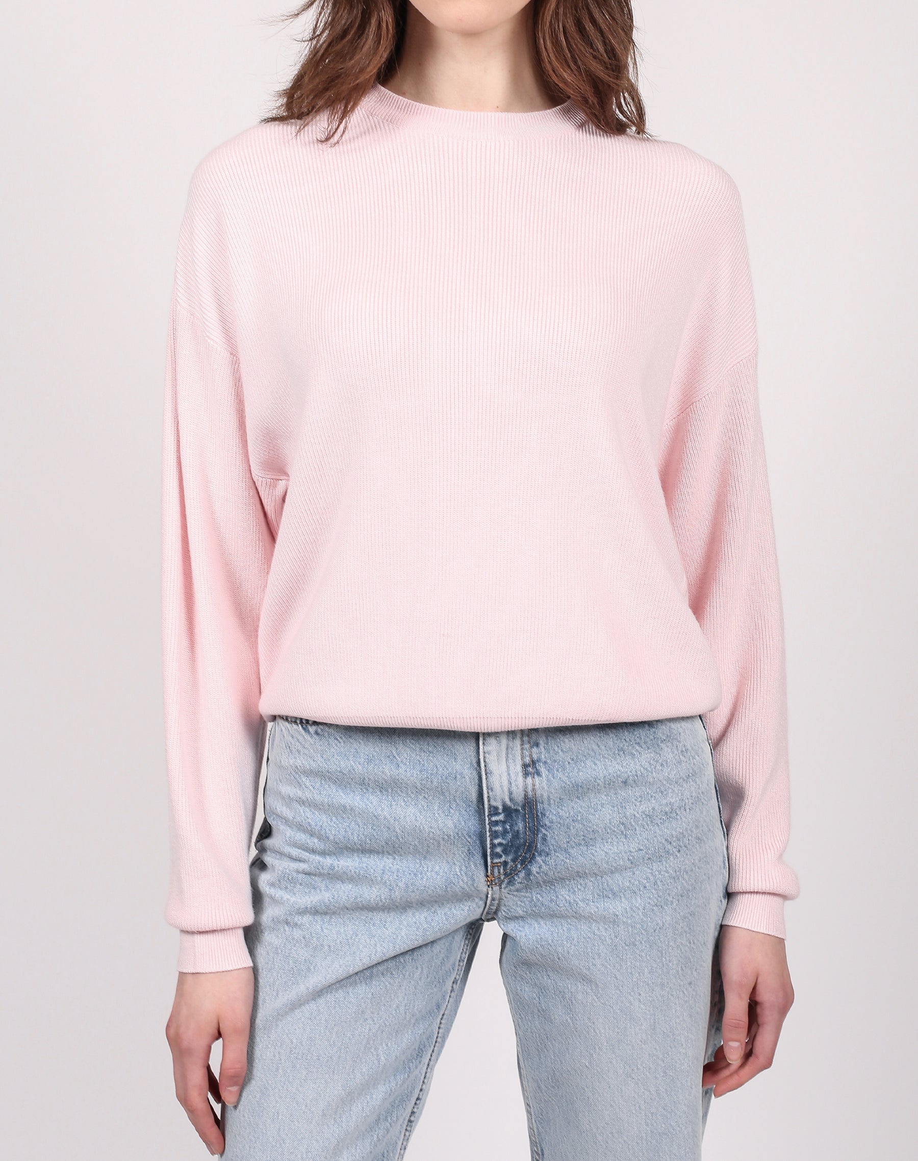 The Ribbed Knit Crew Neck Sweater | Pink