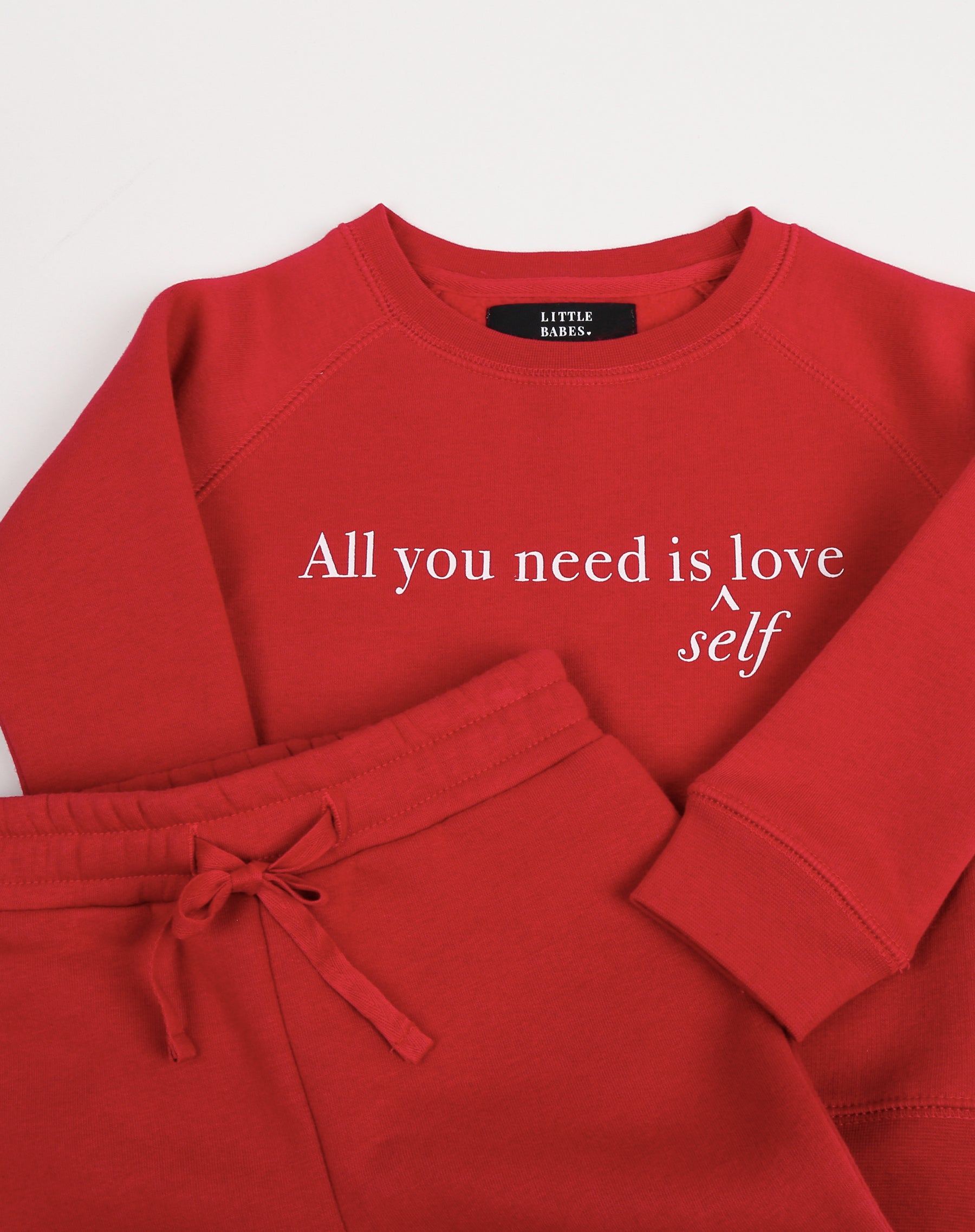 The "ALL YOU NEED" Little Babes Crew Neck Sweatshirt | Crimson