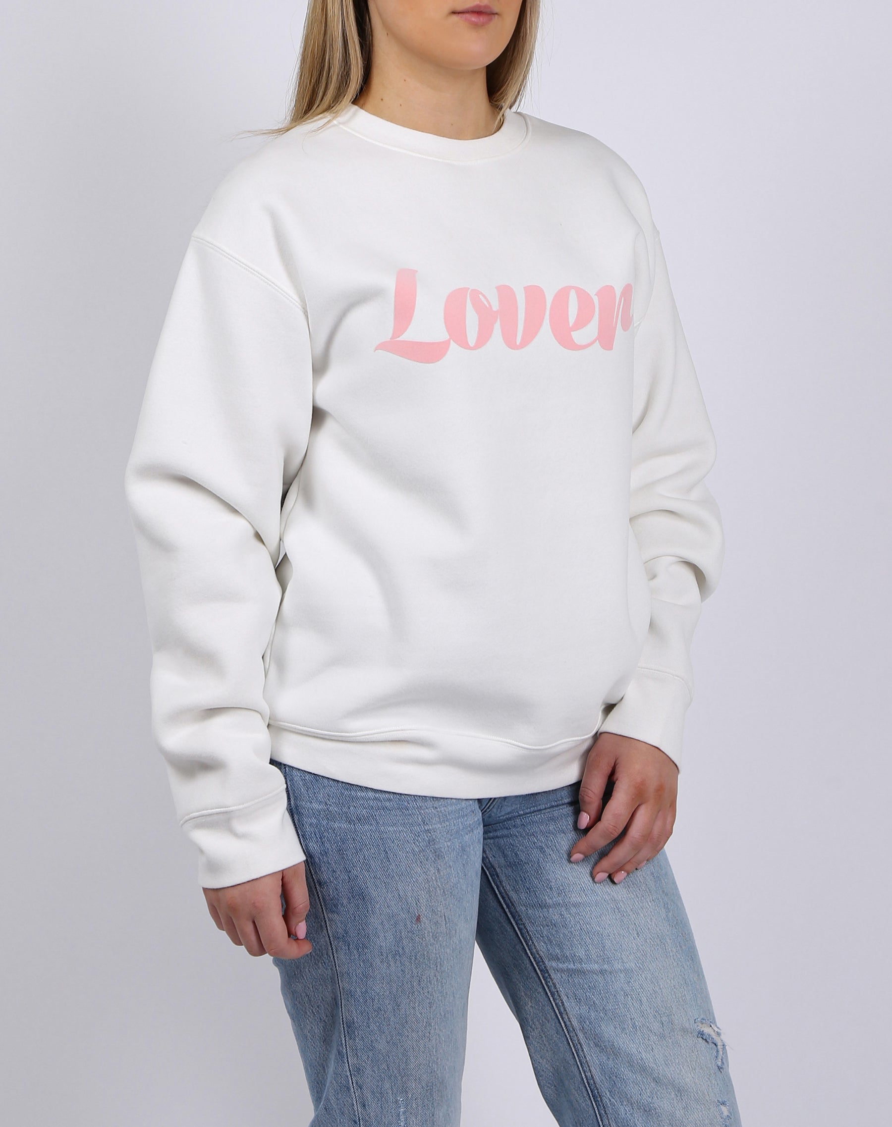 The "LOVER" Classic Crew Neck Sweatshirt | Marshmallow