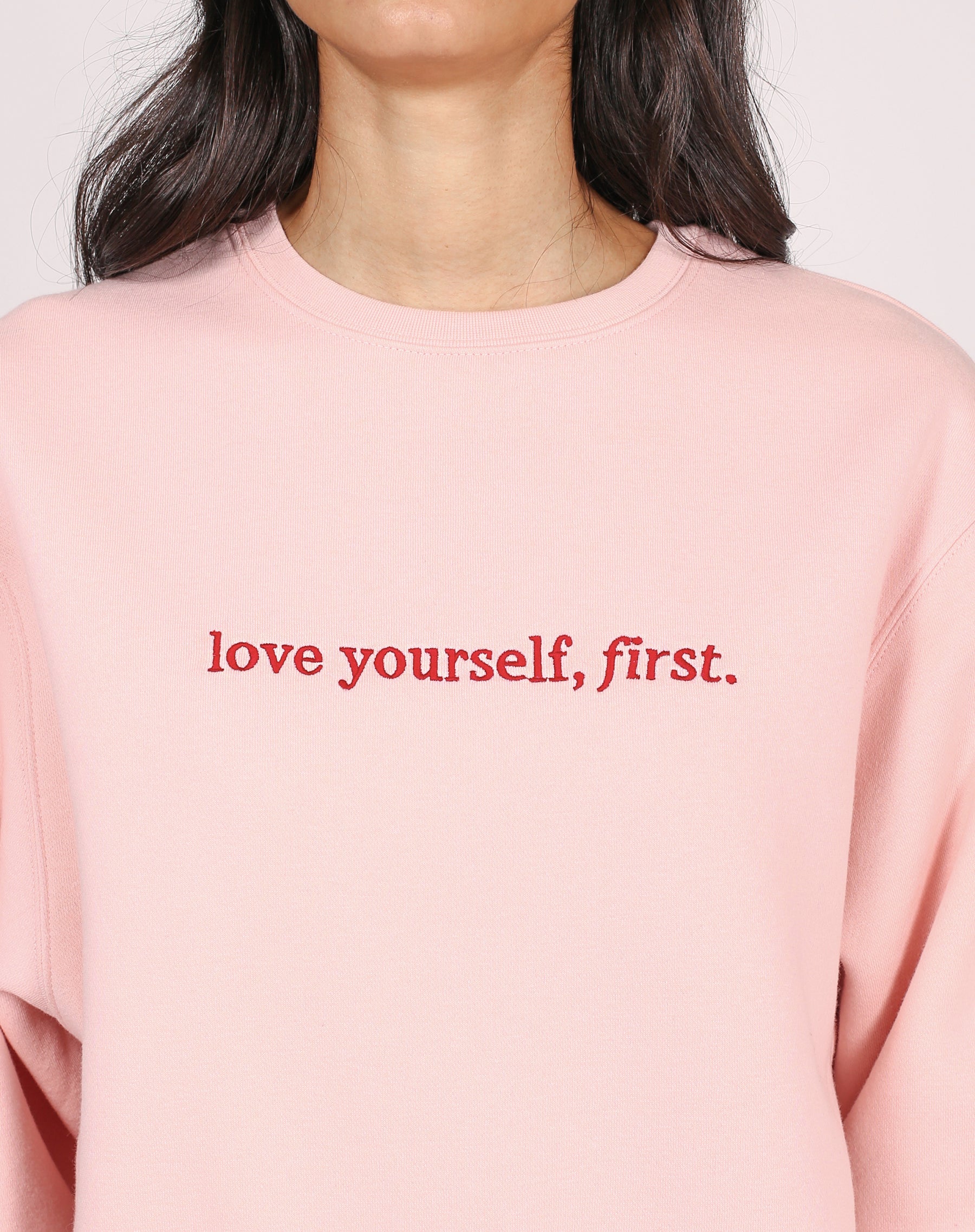 The "LOVE YOURSELF" Best Friend Crew Neck Sweatshirt | Cotton Candy