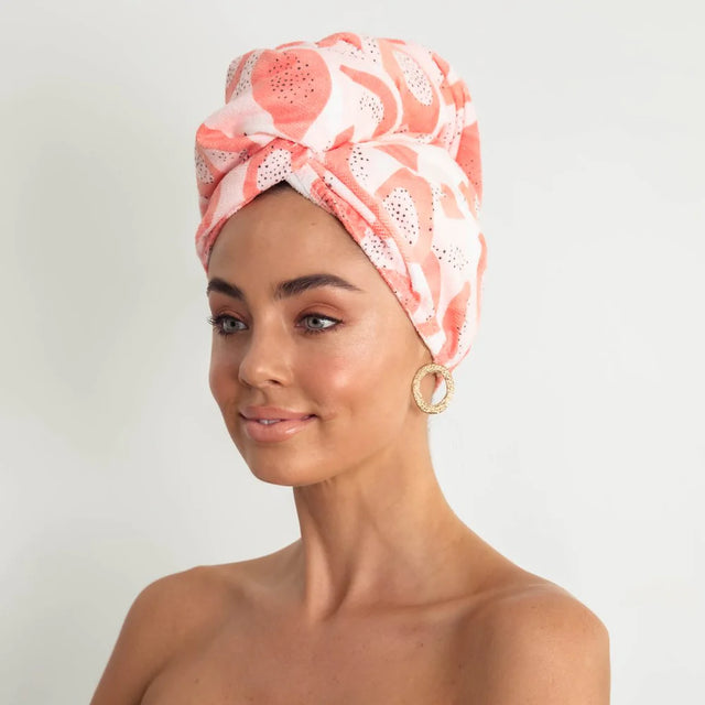 Riva Hair Towel Wrap In Peach Papaya